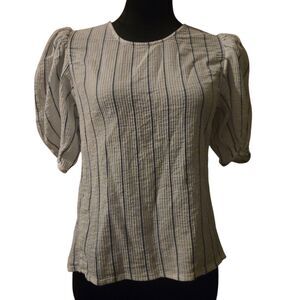 J Crew Puff Sleeve Sheer Gauze Size S Lightweight Preppy Corp Core